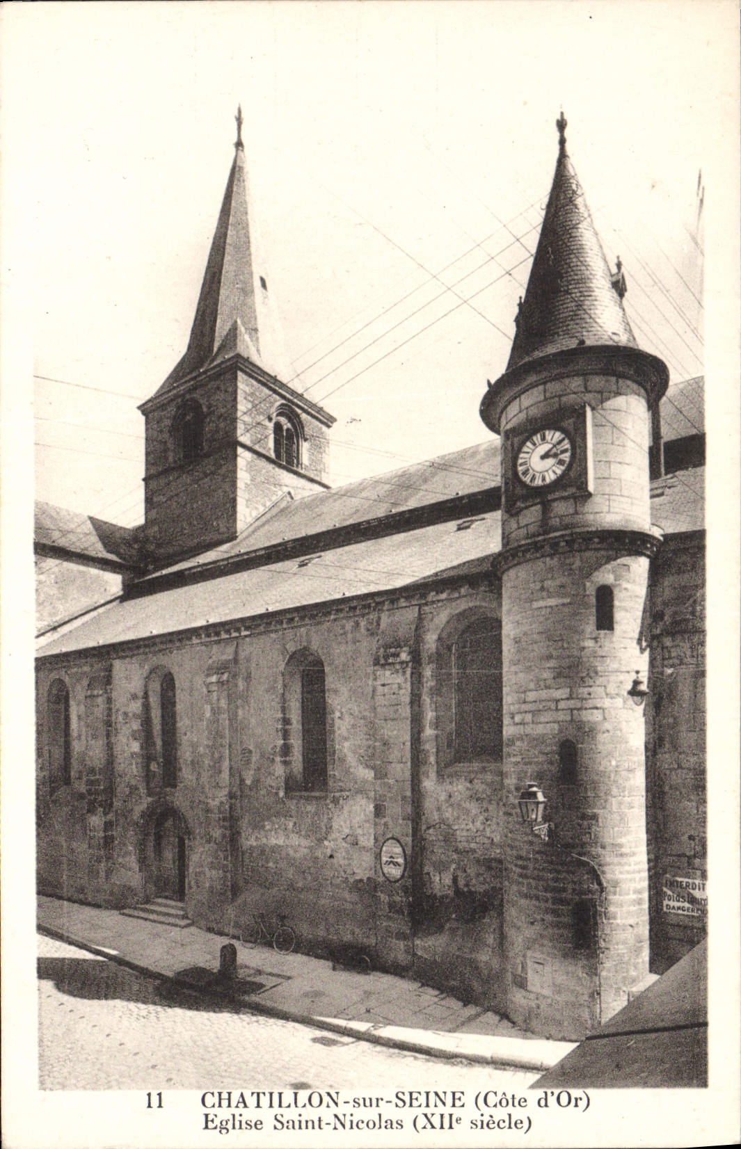 VINTAGE POSTCARD Chatillon on the Seine Church Saint Nicolas