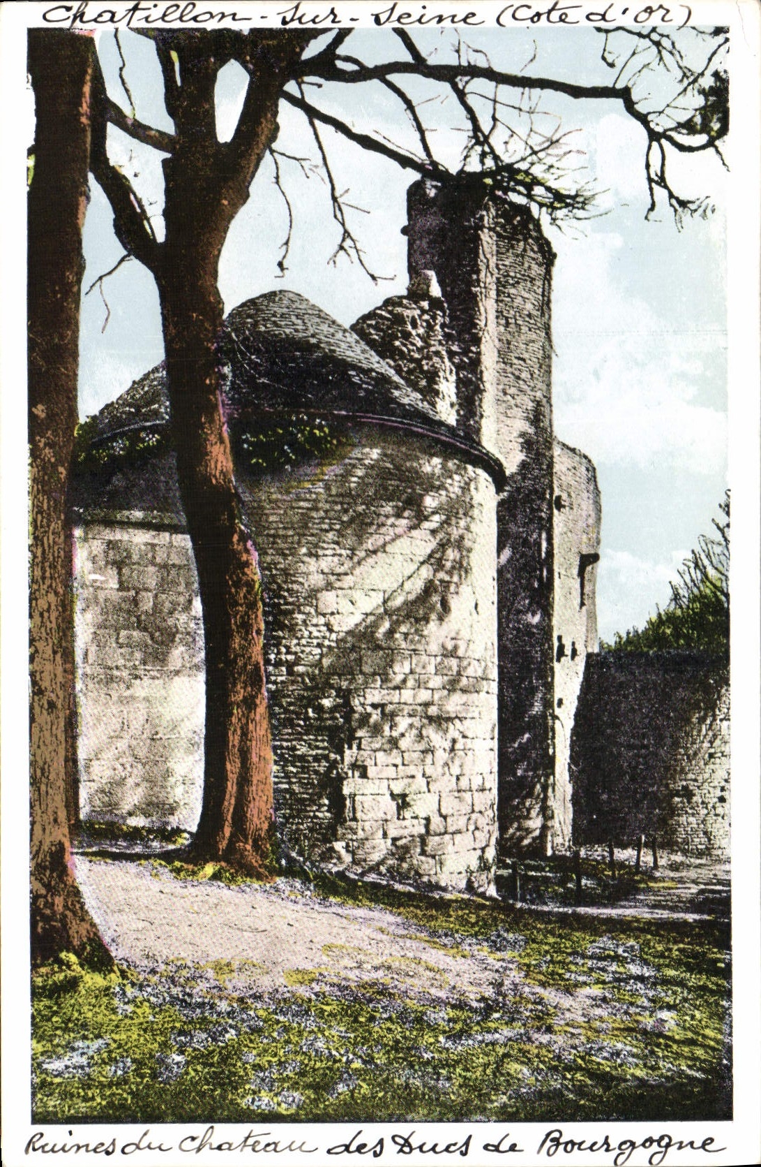 VINTAGE POSTCARD Chatillon On the Seine Ruins of the castle of the Dukes of Burgundy