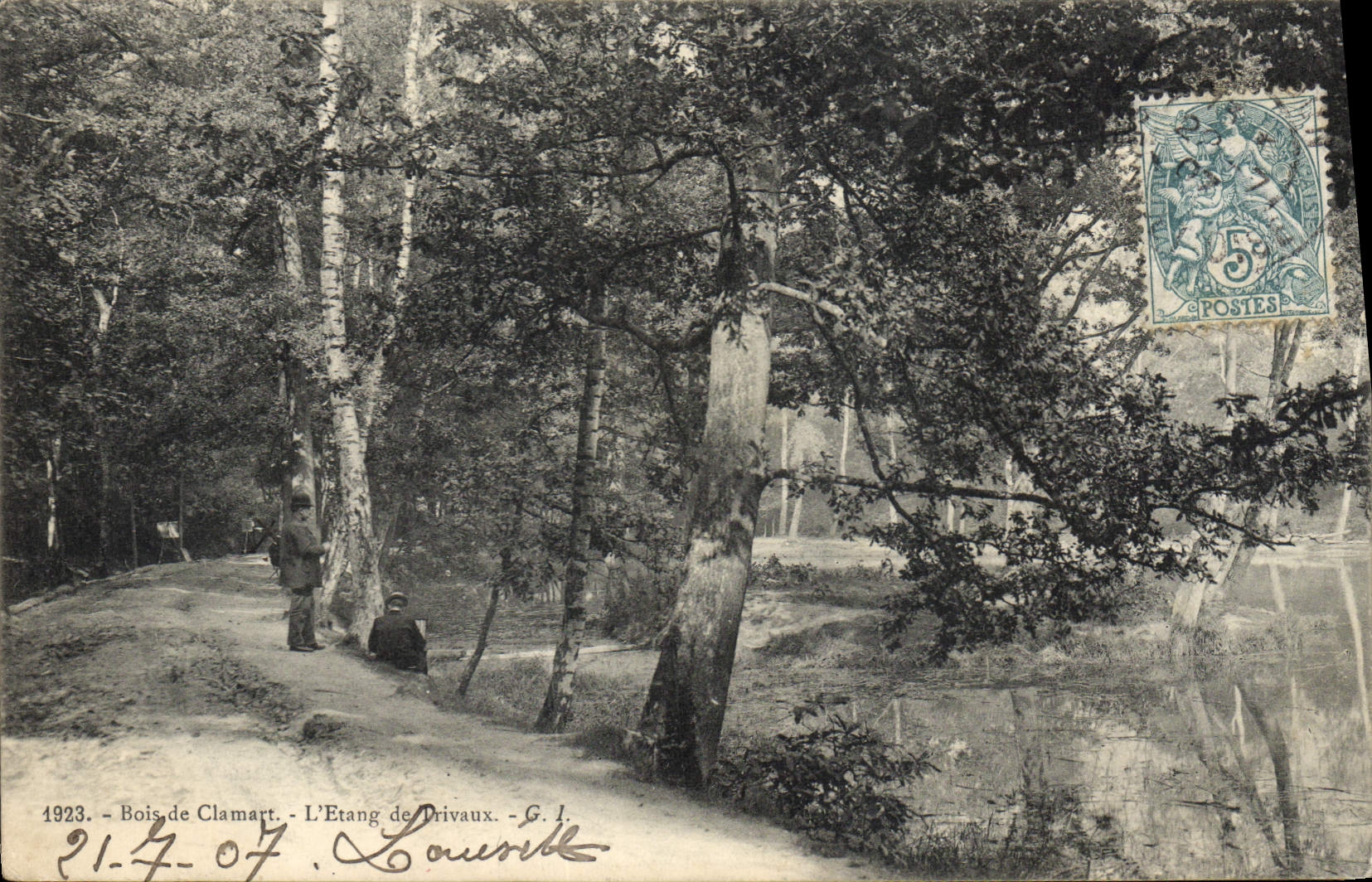 Madera de la POSTAL de la VENDIMIA de Clamart la charca de Drivaux