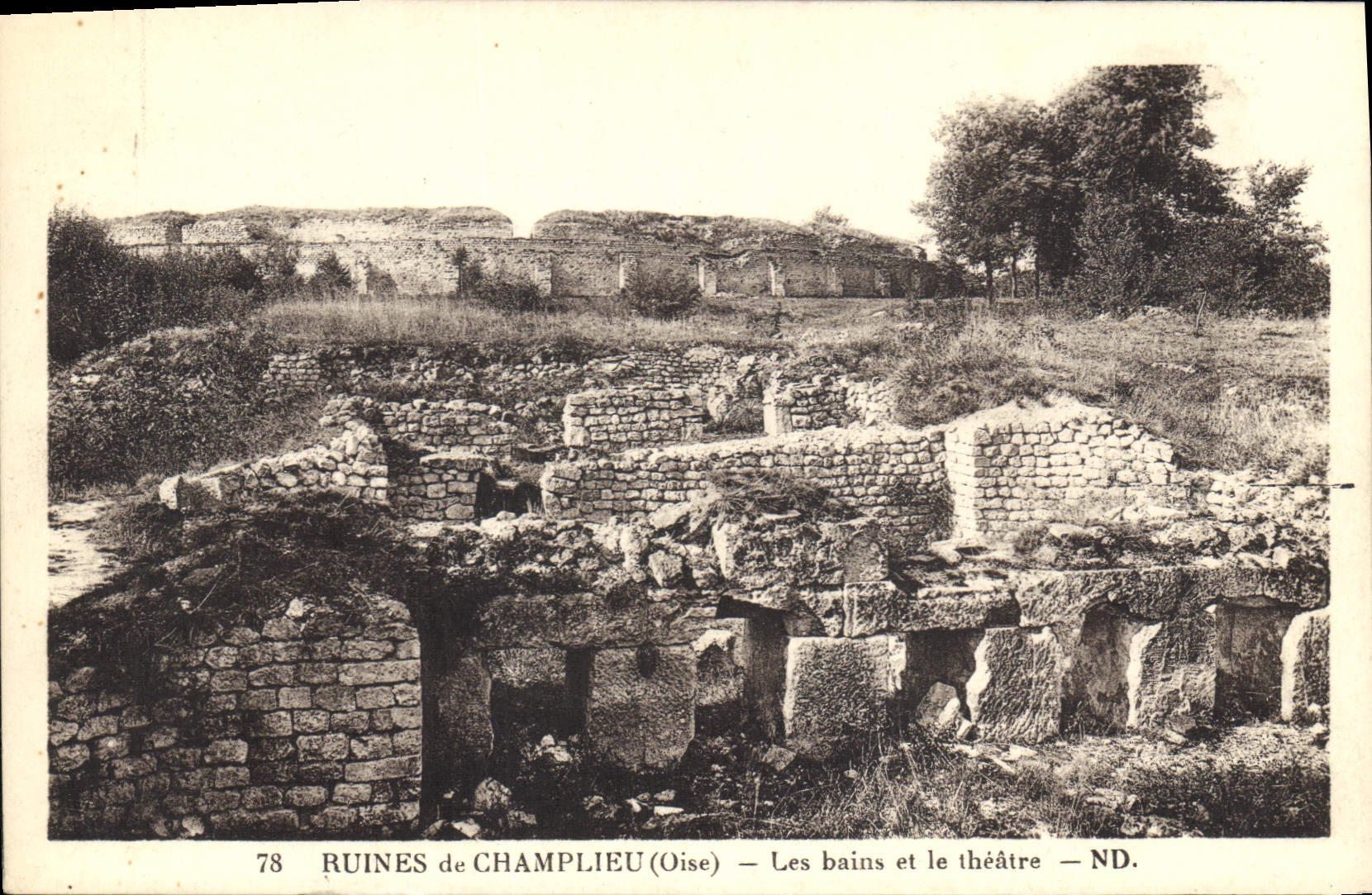 VINTAGE POSTCARD Ruins of Champlieu baths and the Theater