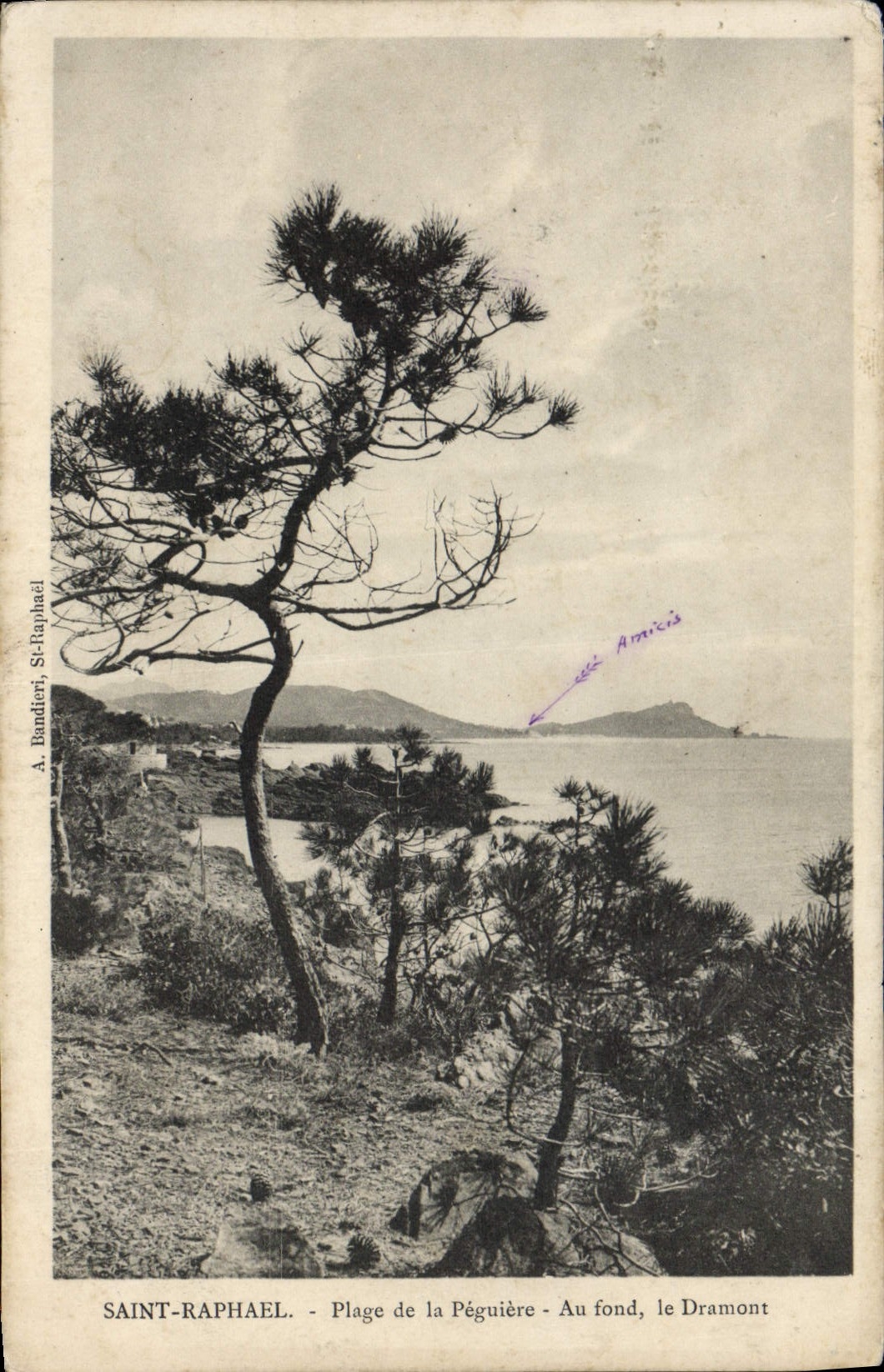 VINTAGE POSTCARD Holy Raphael Beach Of Peguiere At the bottom Dramont