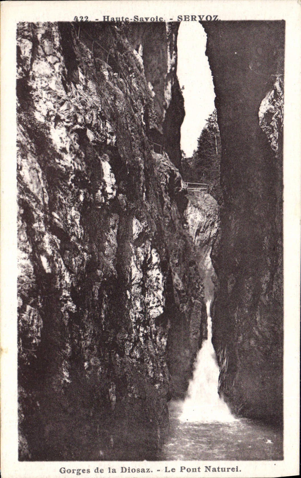 VINTAGE POSTCARD Servoz Falls Of Diosaz the Natural Bridge