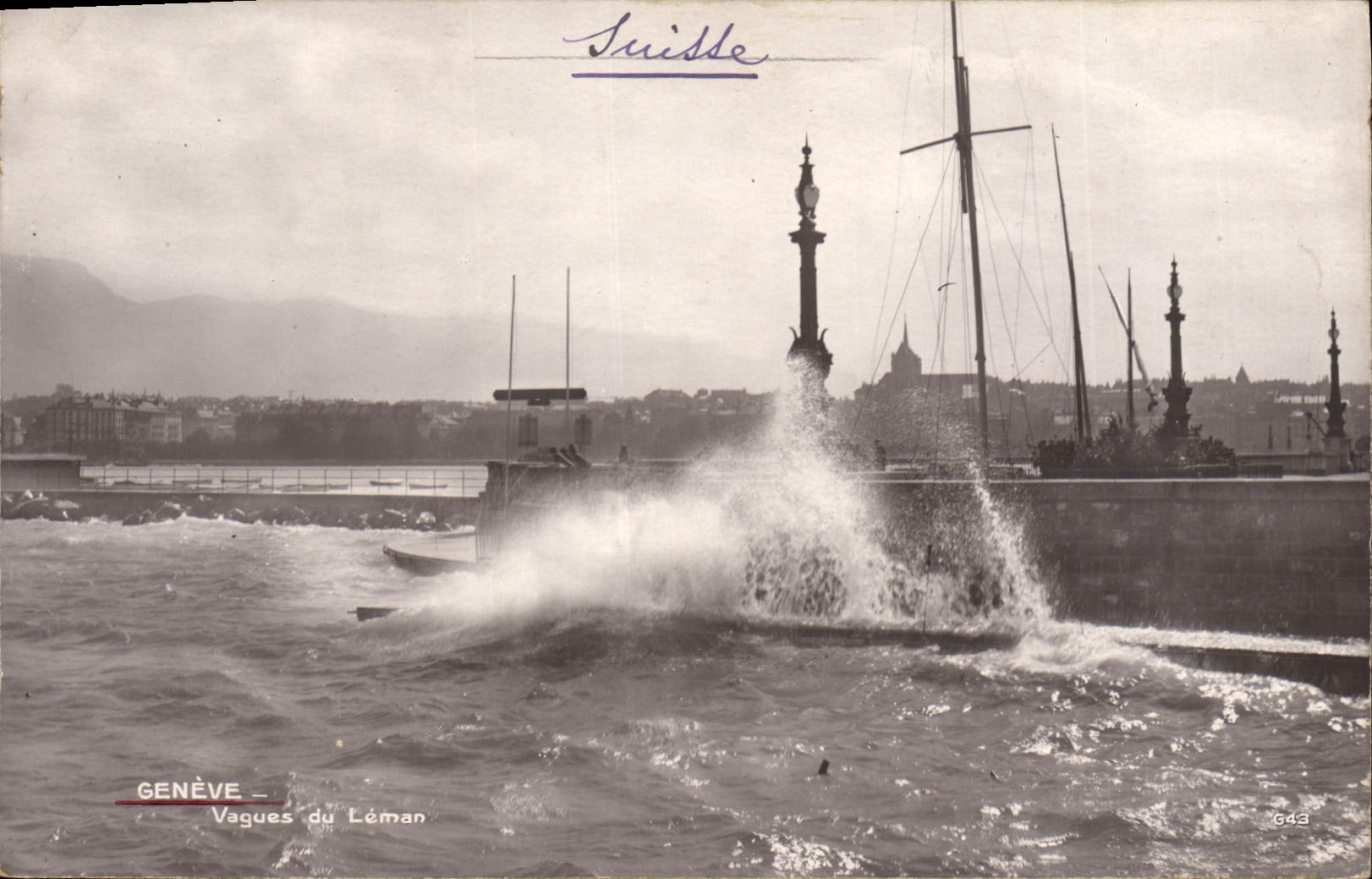 CPA Geneve Vagues Du Leman