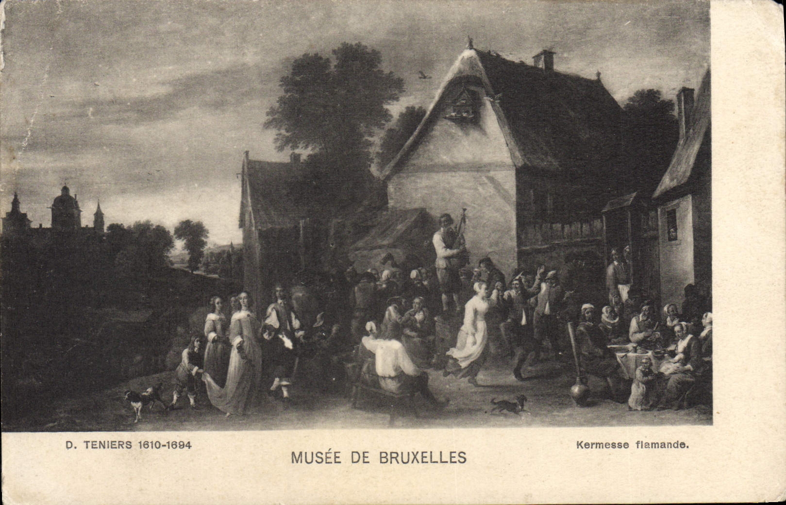 VINTAGE POSTCARD Museum De BruxellesTeniers Flemish Village fair