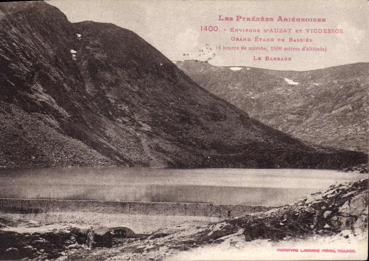 VINTAGE POSTCARD Envisons D' Auzat And Vicdessos Large Pond De Bassies stopping