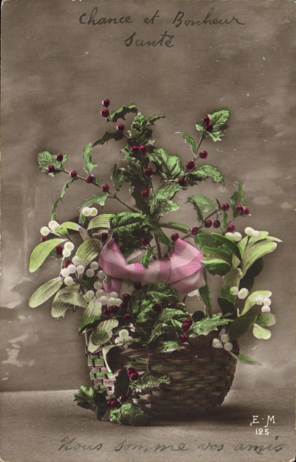 VINTAGE POSTCARD Chance And Happiness Flowers