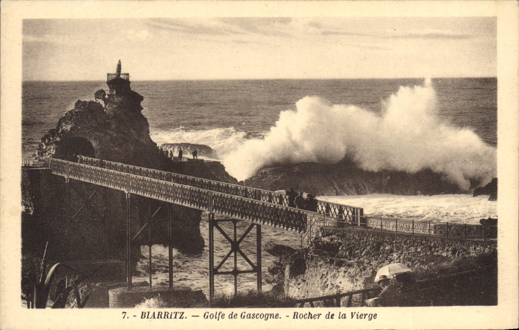 VINTAGE POSTCARD Biarritz the Bay of Biscay Rock Of the Virgin