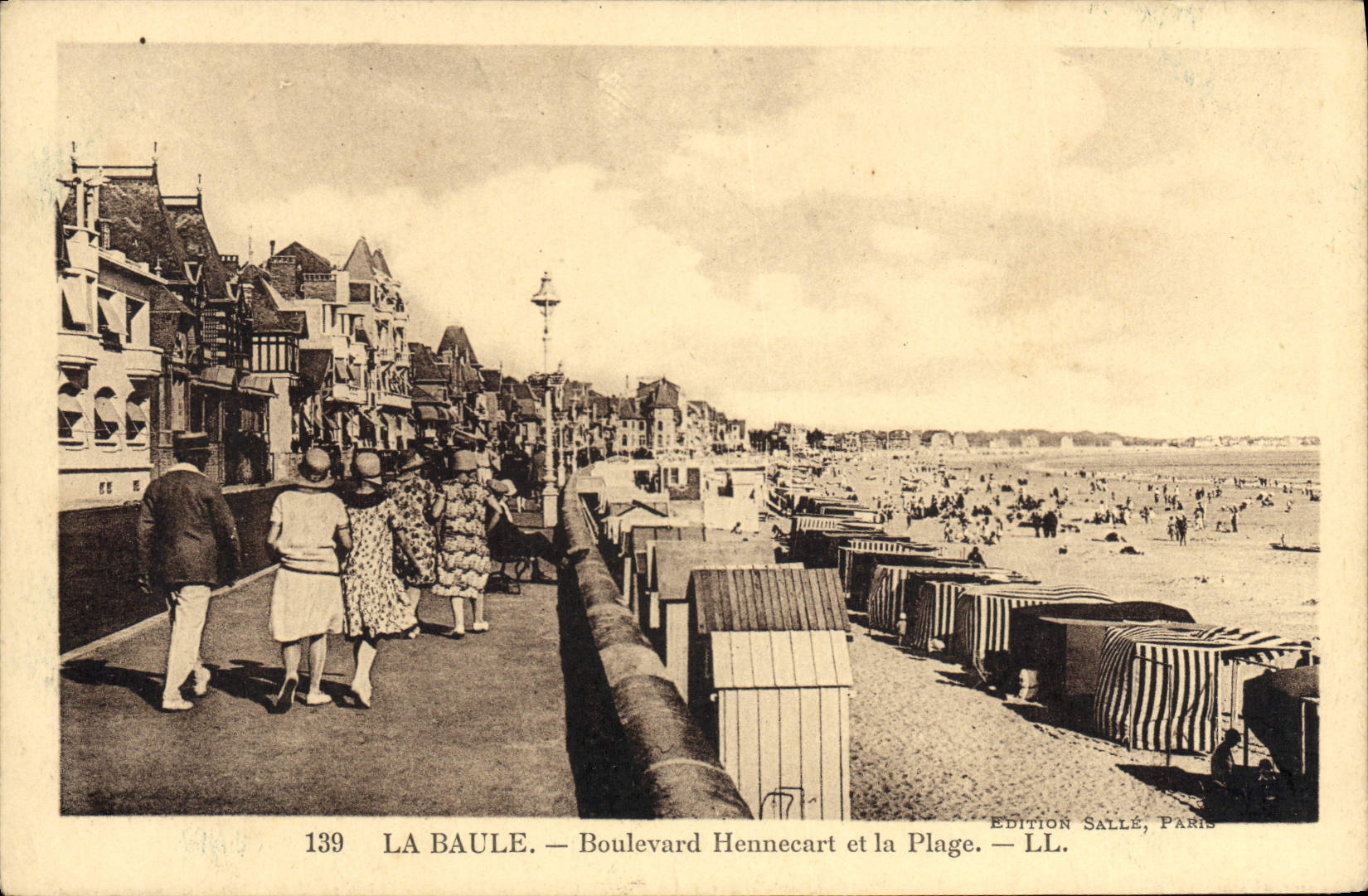 VINTAGE POSTCARD La Baule Boulevard Hennecart And the Beach