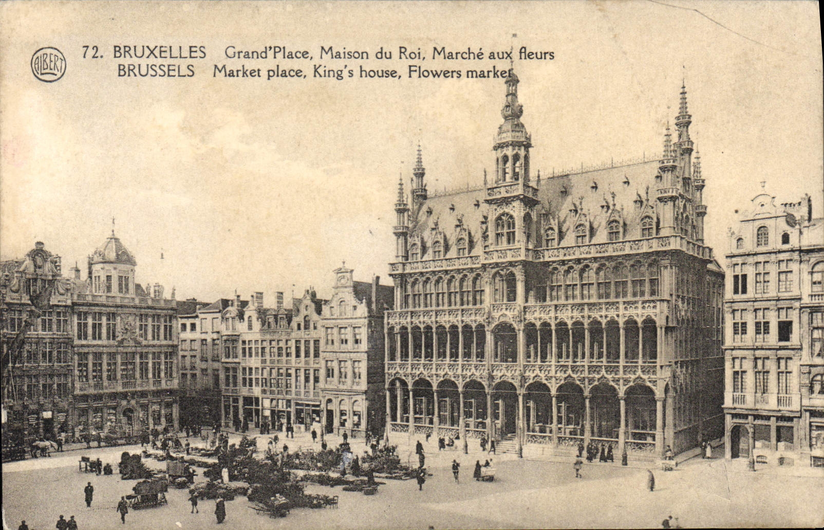 VINTAGE POSTCARD Brussels Grand Places House Of King Marche at the flowers
