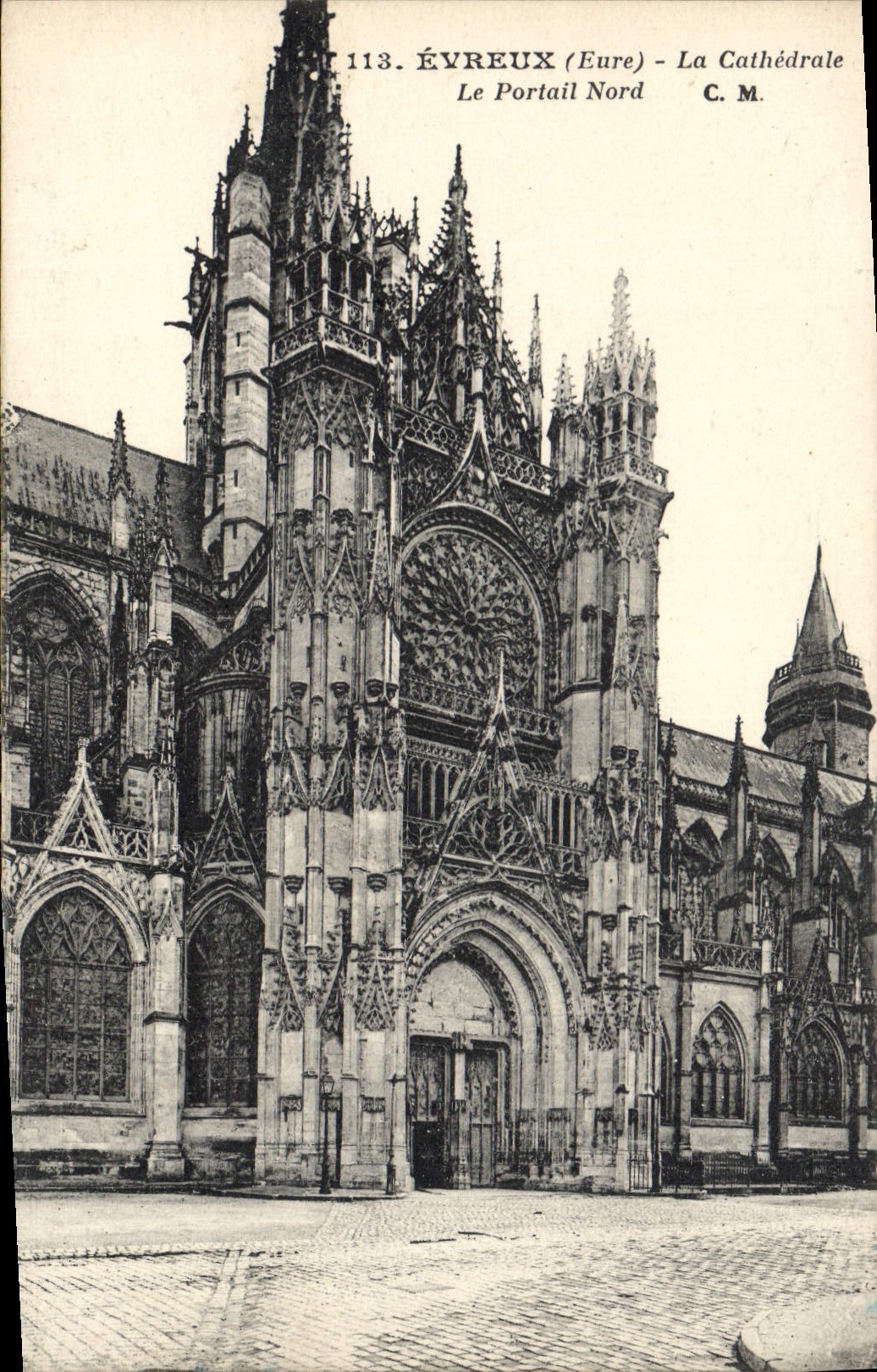 VINTAGE POSTCARD Evreux the Cathedral the Northern Gate