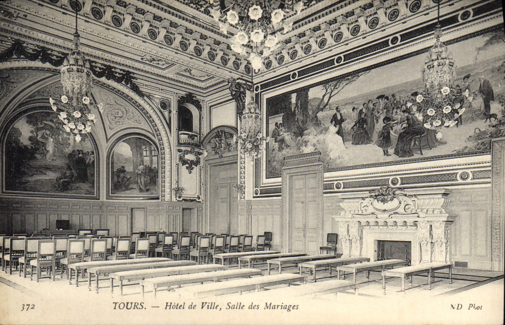 CPA Tours Hotel De Ville Salle Des Mariages