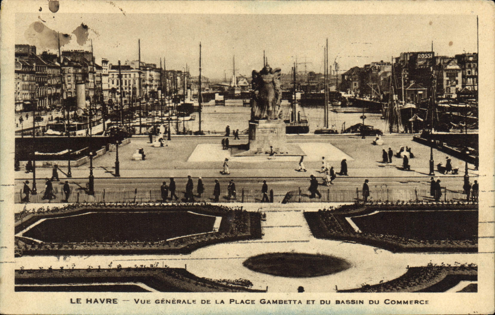 VINTAGE POSTCARD Le Havre View Of the Gambetta Place And the Basin the Commercial Boats