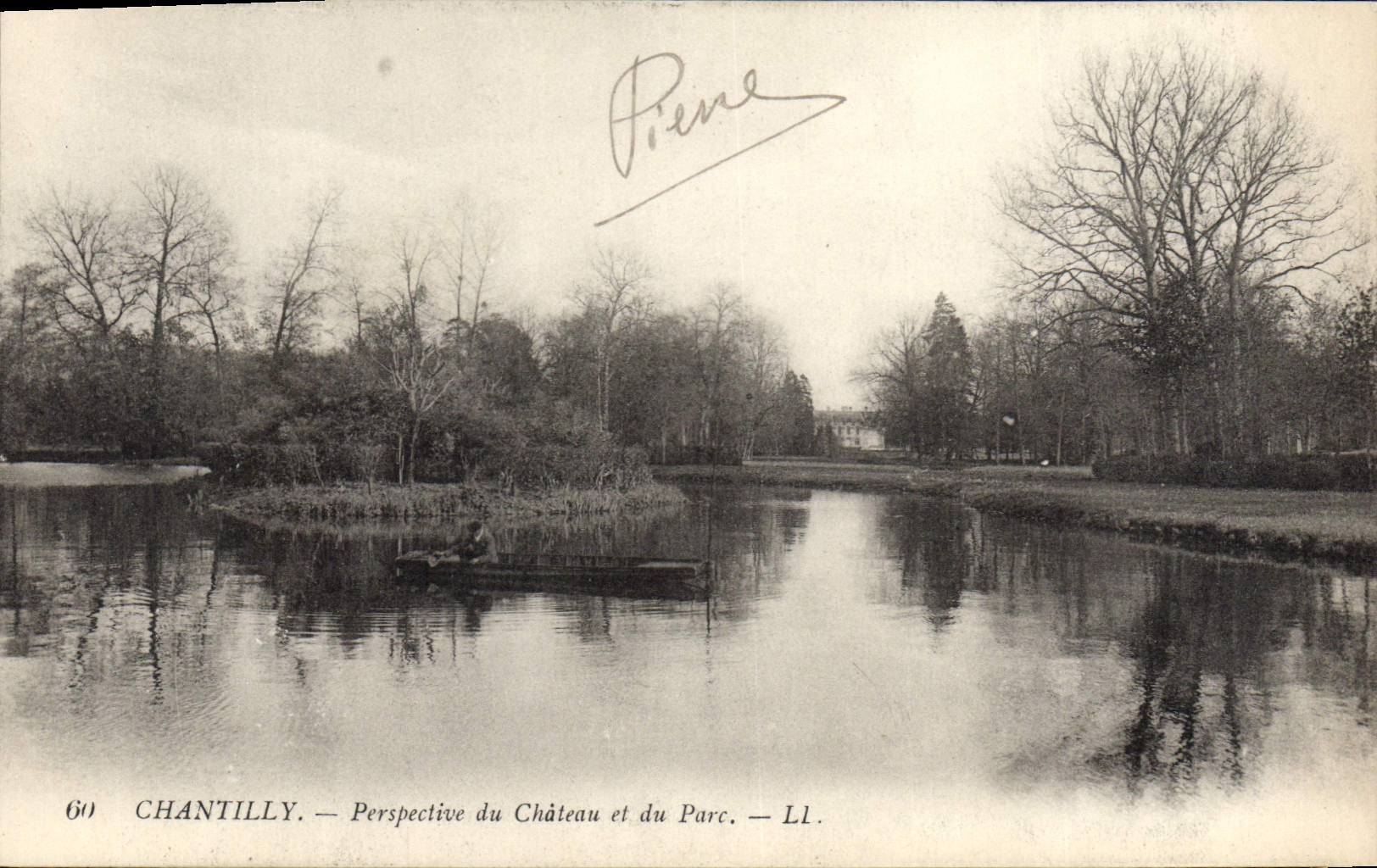 Opinión de Chantilly de la POSTAL de la VENDIMIA del castillo y del parque