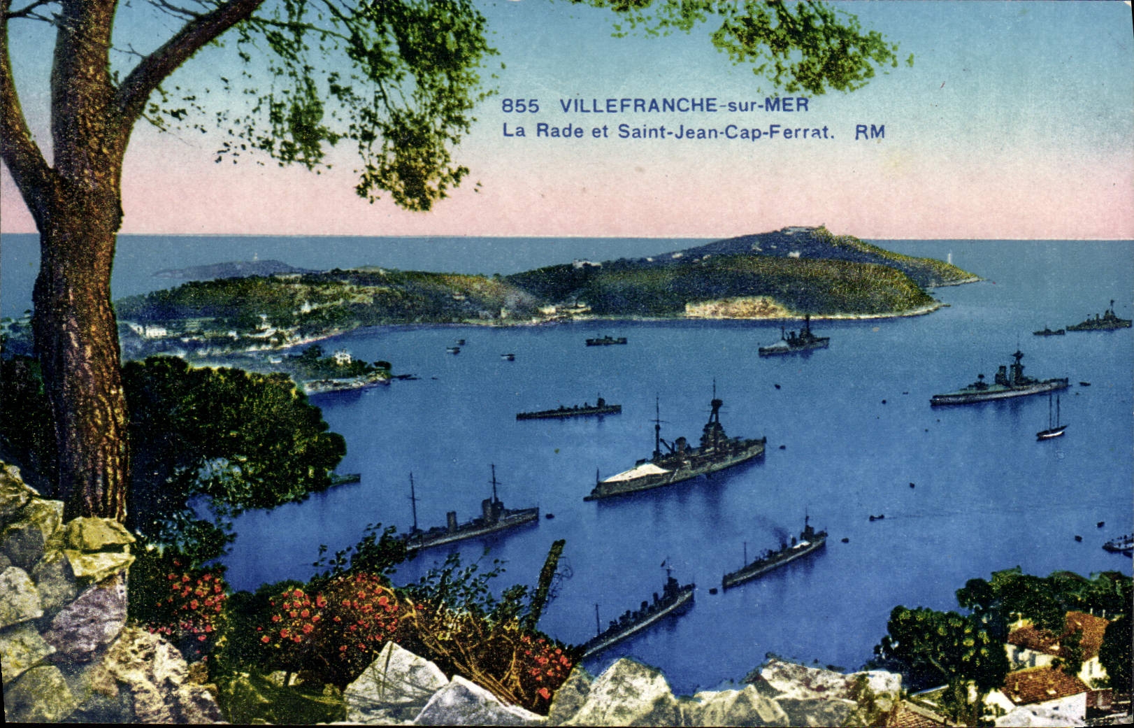 VINTAGE POSTCARD Villefranche On Sea Roads And Holy Jean Cape Ferrat Boats
