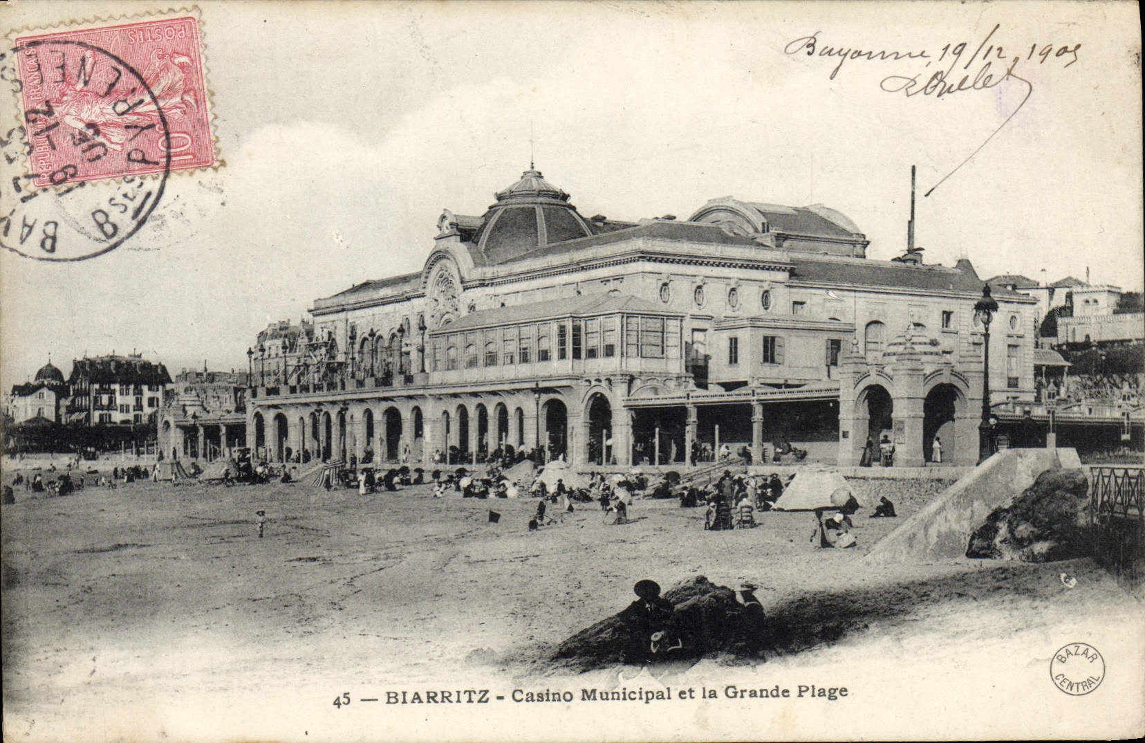 CPA Biarritz Casino Municipal Et La Grande Plage