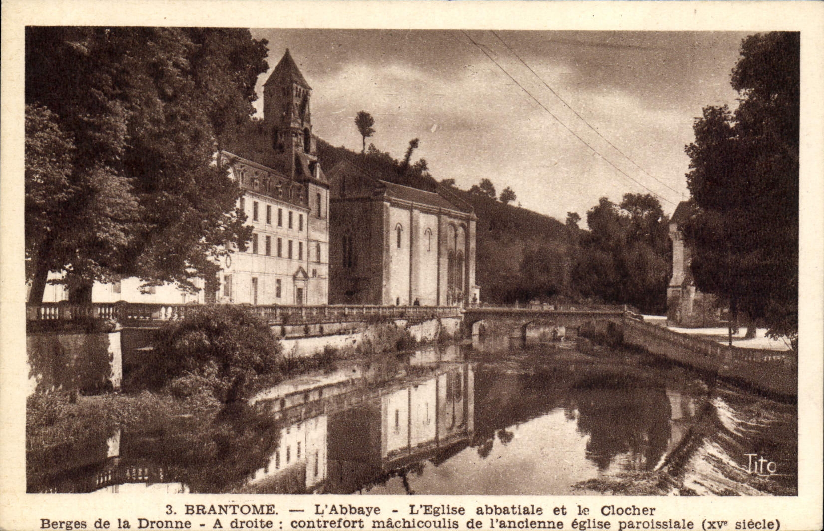 CPA Brantome L'Abbaye L'Eglise Abbatiale Et Le Clocher
