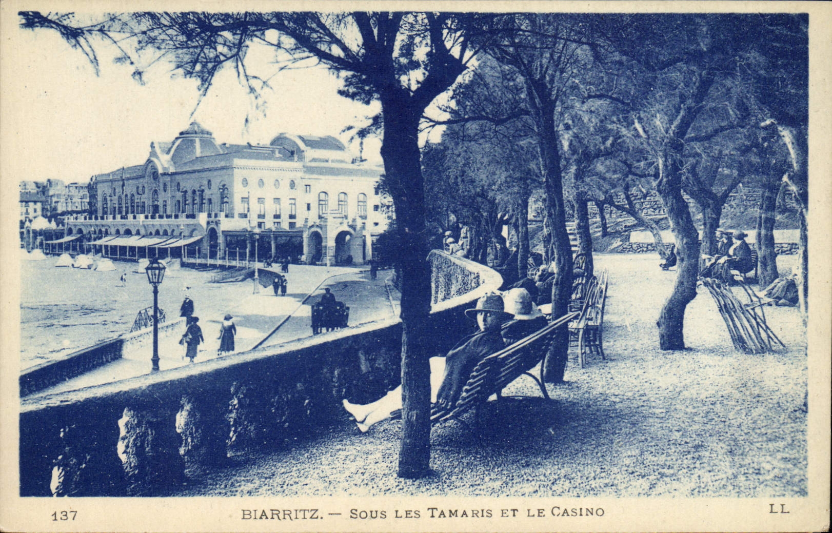 VINTAGE POSTCARD Biarritz Under Tamaris And the Casino