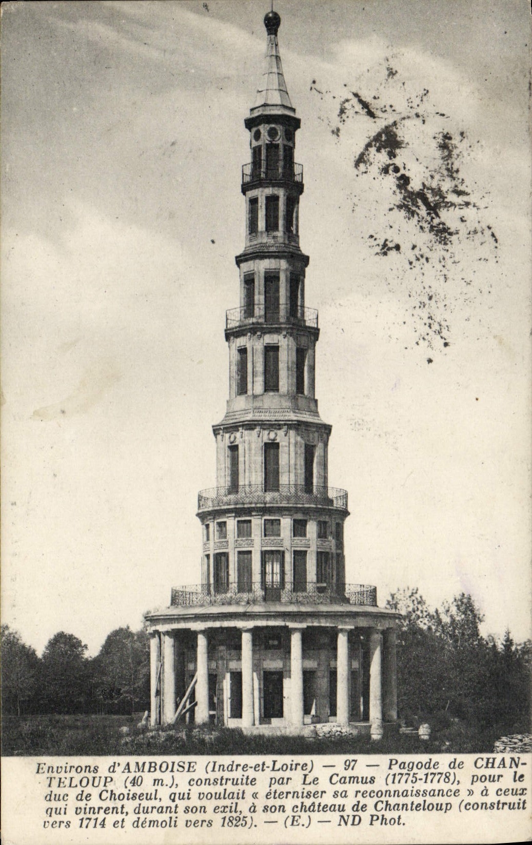 POSTAL Amboise Pagoda De Chanteloup de la VENDIMIA
