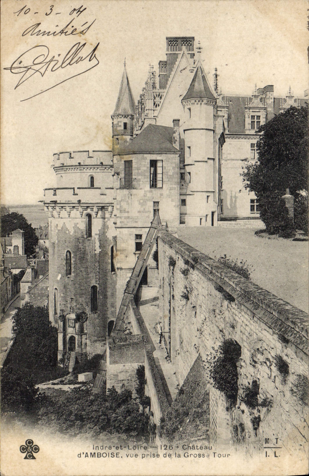 POSTAL Amboise de la VENDIMIA vista de la torre gruesa