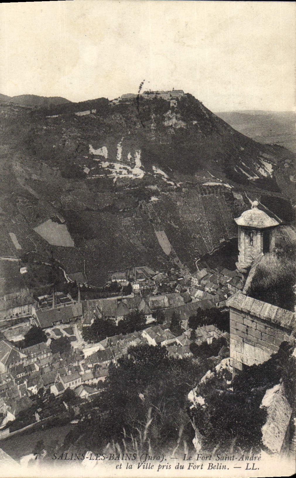 VINTAGE POSTCARD Saline Les Bains the Strong Saint Andre and the city taken of Strong Belin