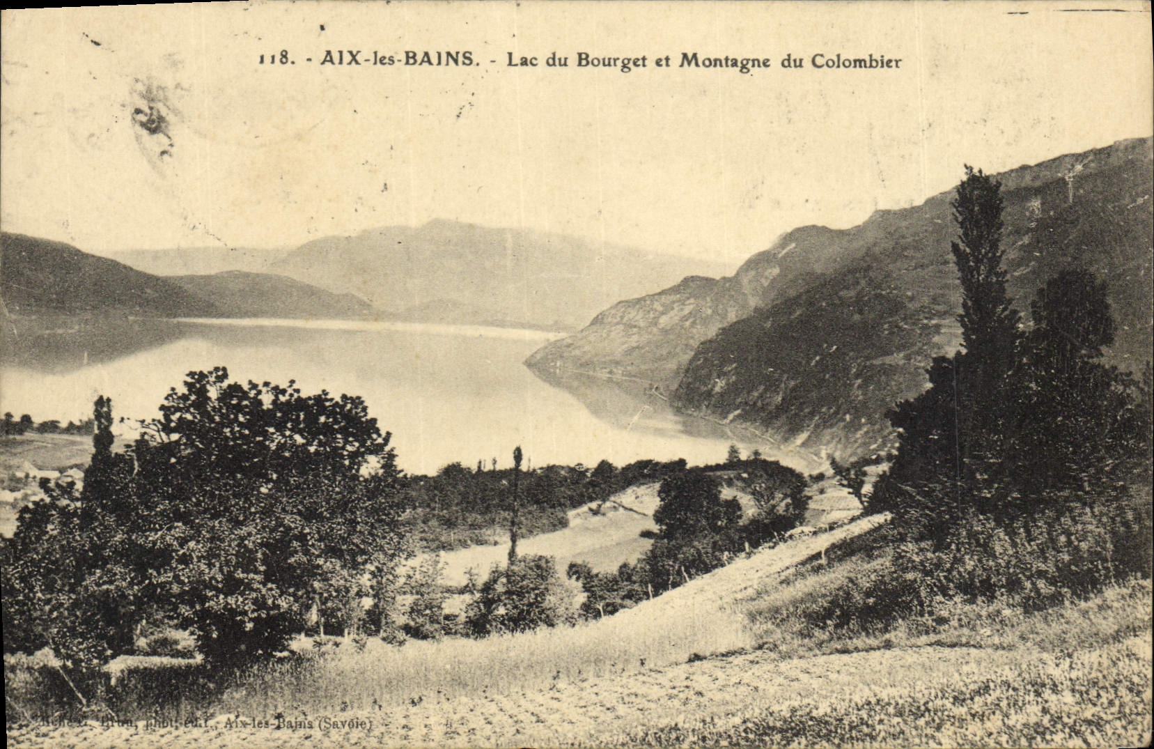 CPA Aix Les Bains Lac Du Bourget Et Montagne Du Colombier