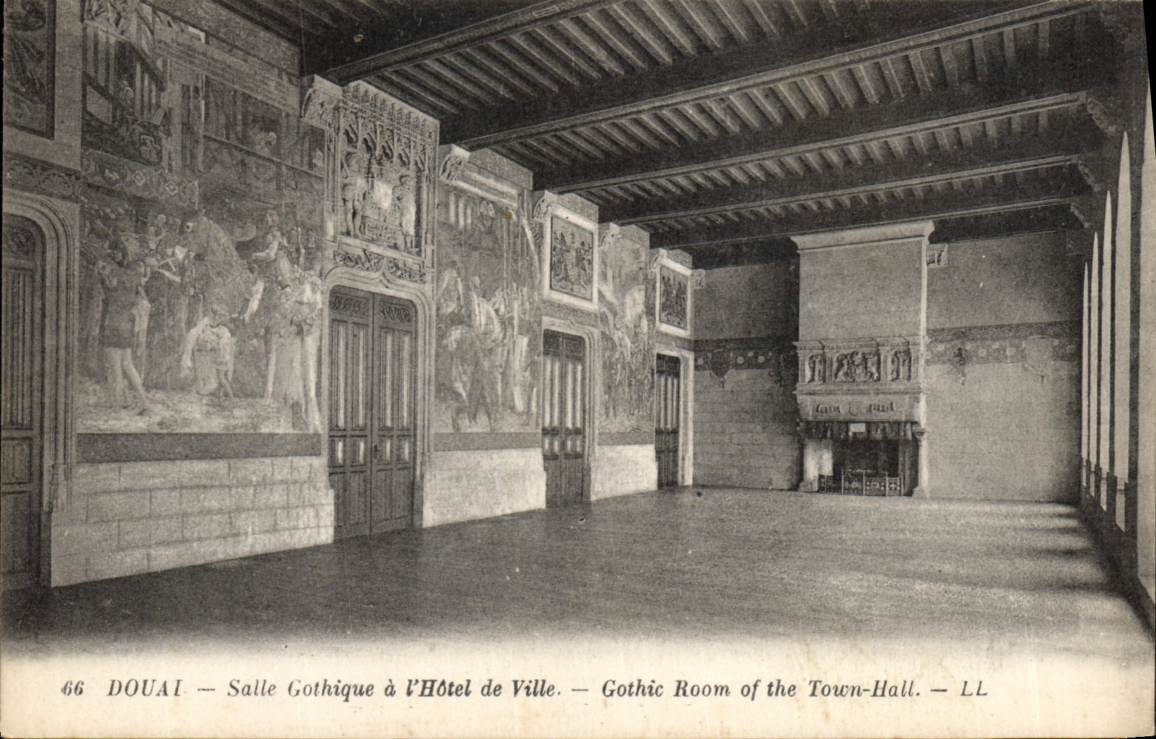 VINTAGE POSTCARD Douai Gothic Room AD INTERIM 'Town hall