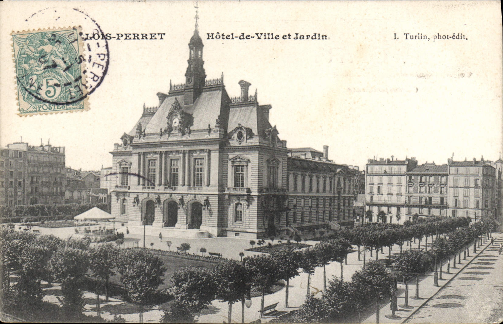VINTAGE POSTCARD Blois Perret Town hall And Garden