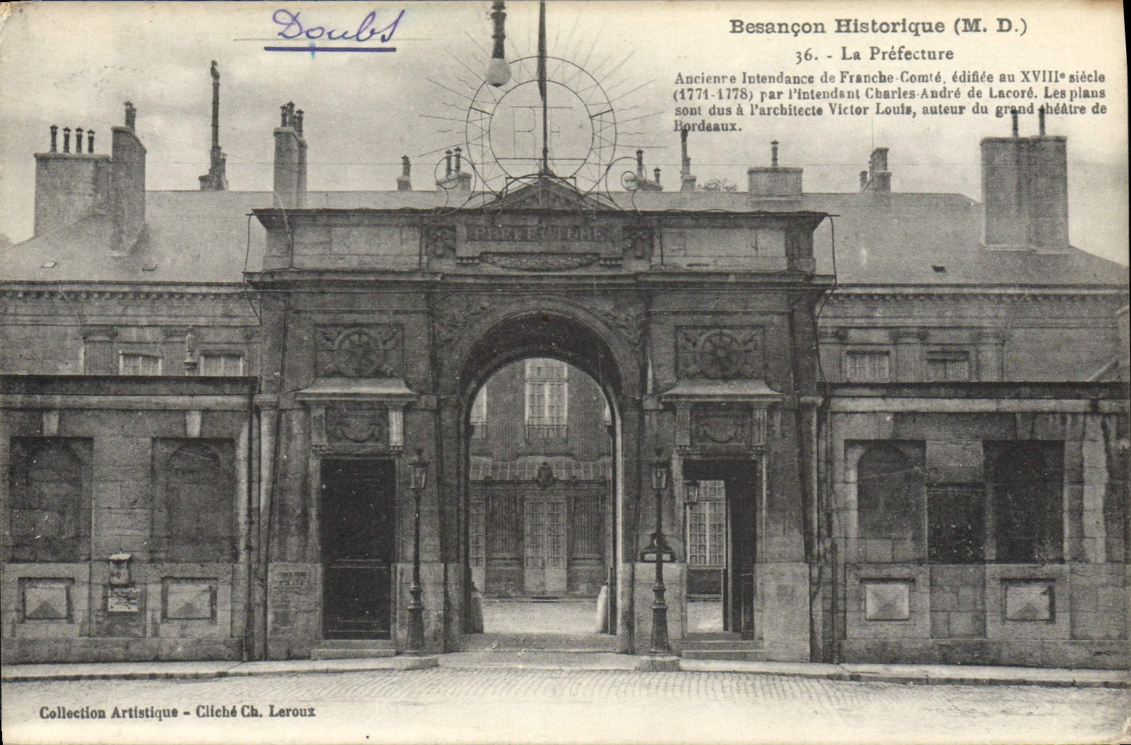 VINTAGE POSTCARD Historical Besancon Prefecture