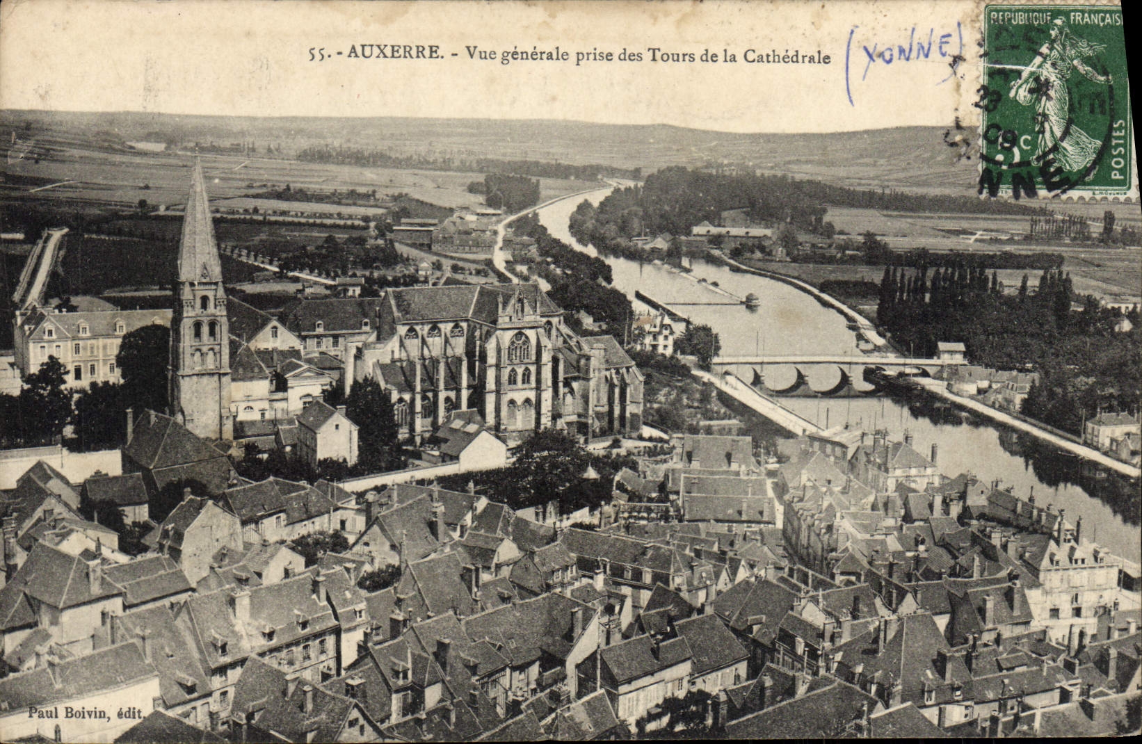 CPA Auxerre Vue Generale Prise Des Tours De La Cathedrale