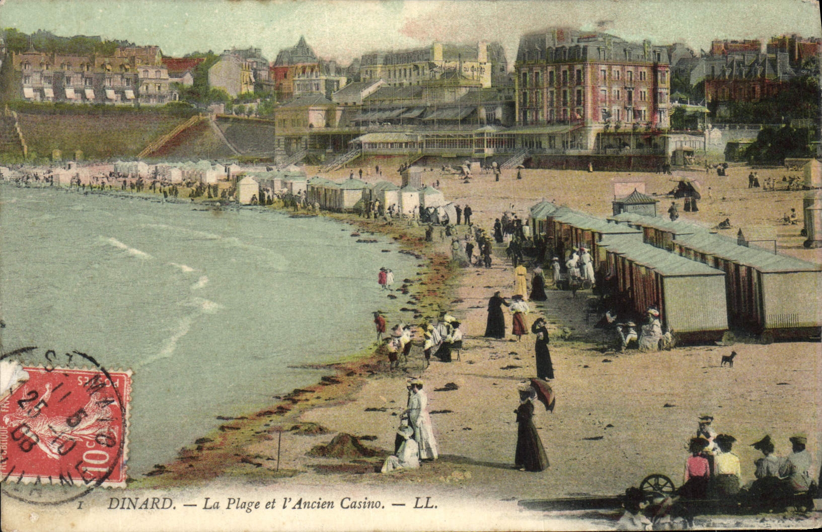 POSTAL Dinard de la VENDIMIA la playa y el casino de I Ancien