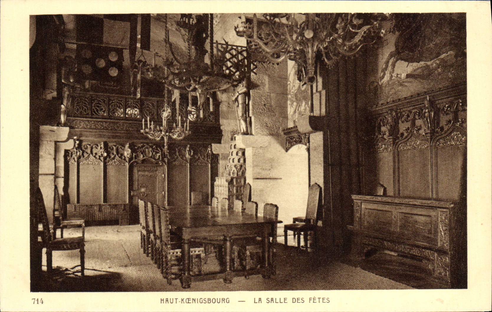 POSTAL alto Koenigsbourg de la VENDIMIA el pasillo de la aldea