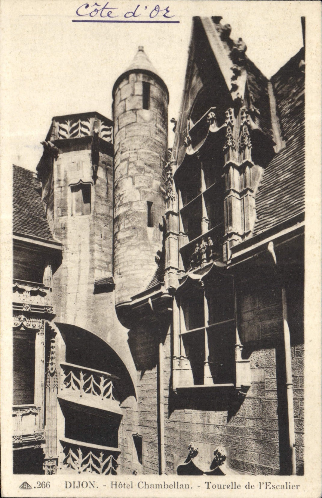 VINTAGE POSTCARD Dijon Hotel Chamberlain Turret De I' Escalier