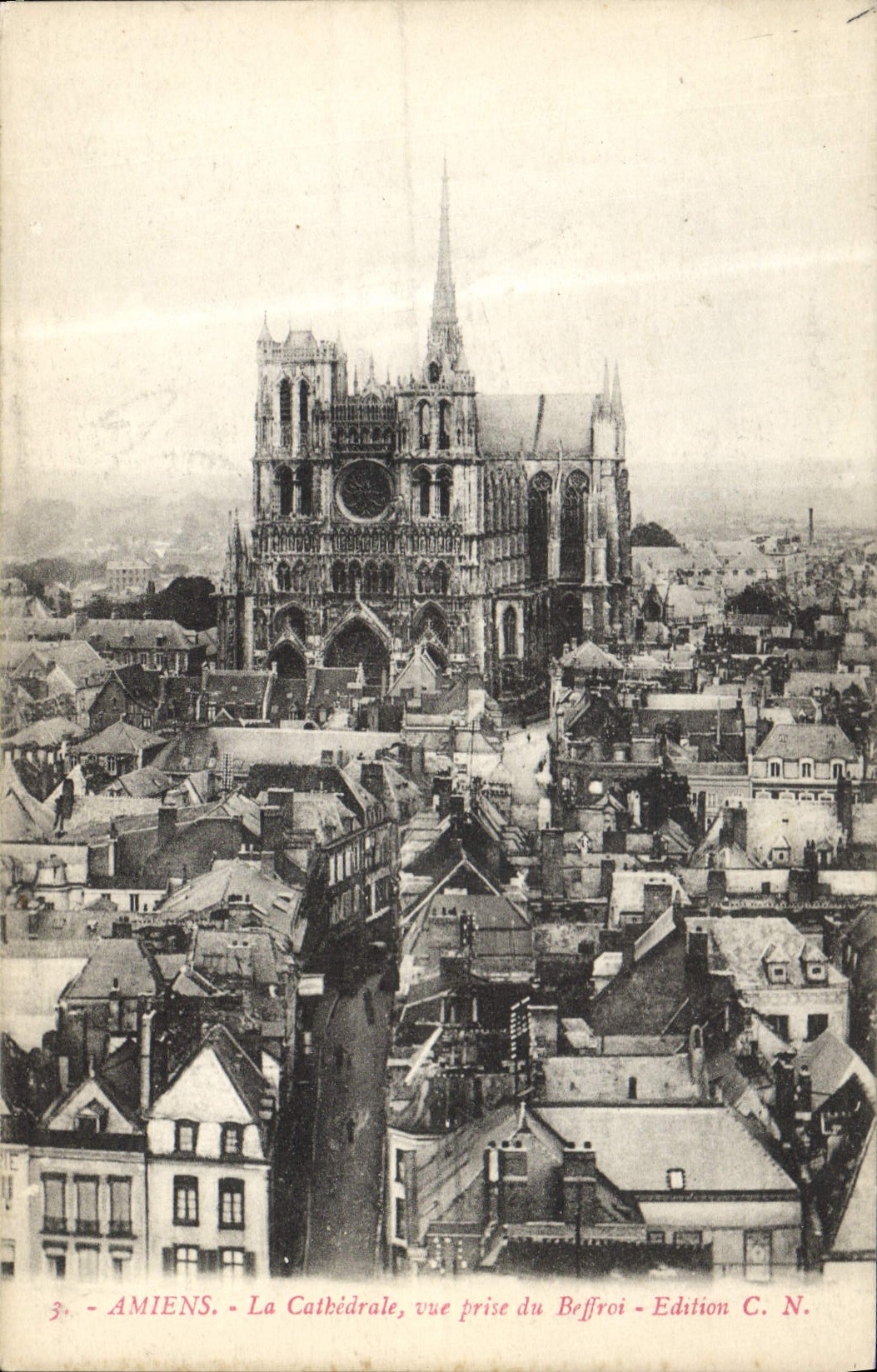 VINTAGE POSTCARD Amiens the Cathedral Seen from Of the Belfry