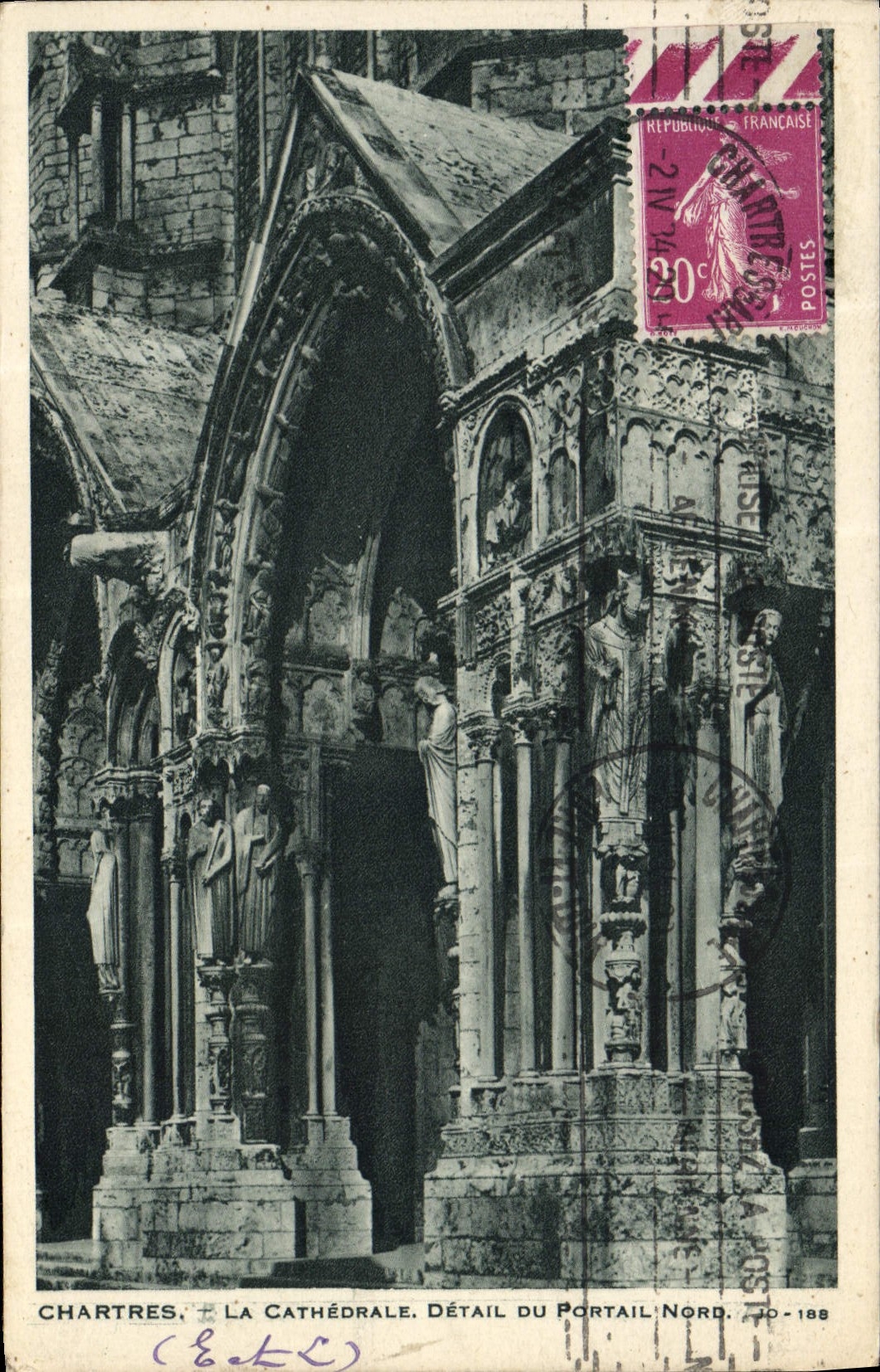 CPA Chartres La Cathedrale Detail Du Portail Nord