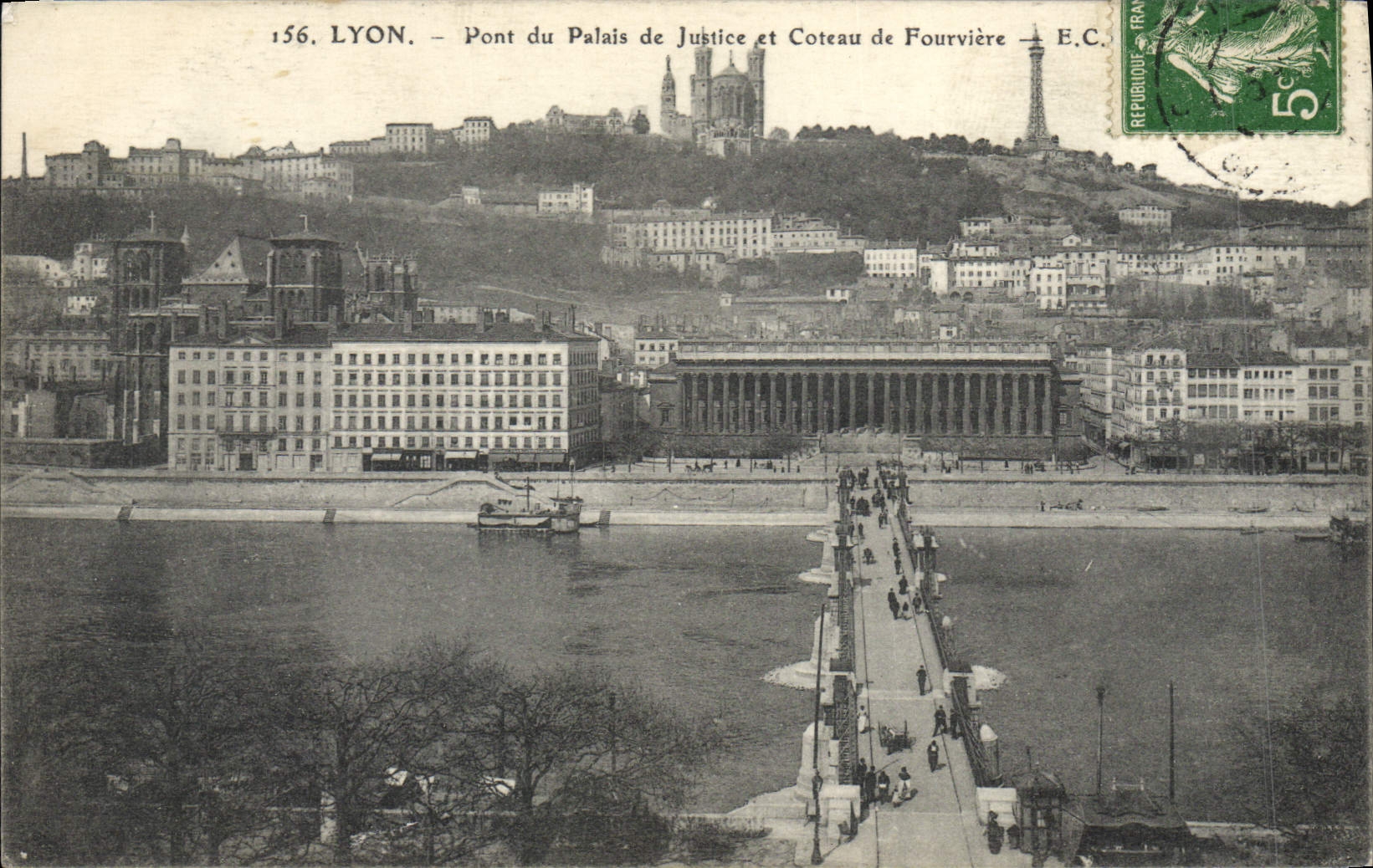 CPA Lyon Pont Du Palais De Justice Et Coteau De Fourviere
