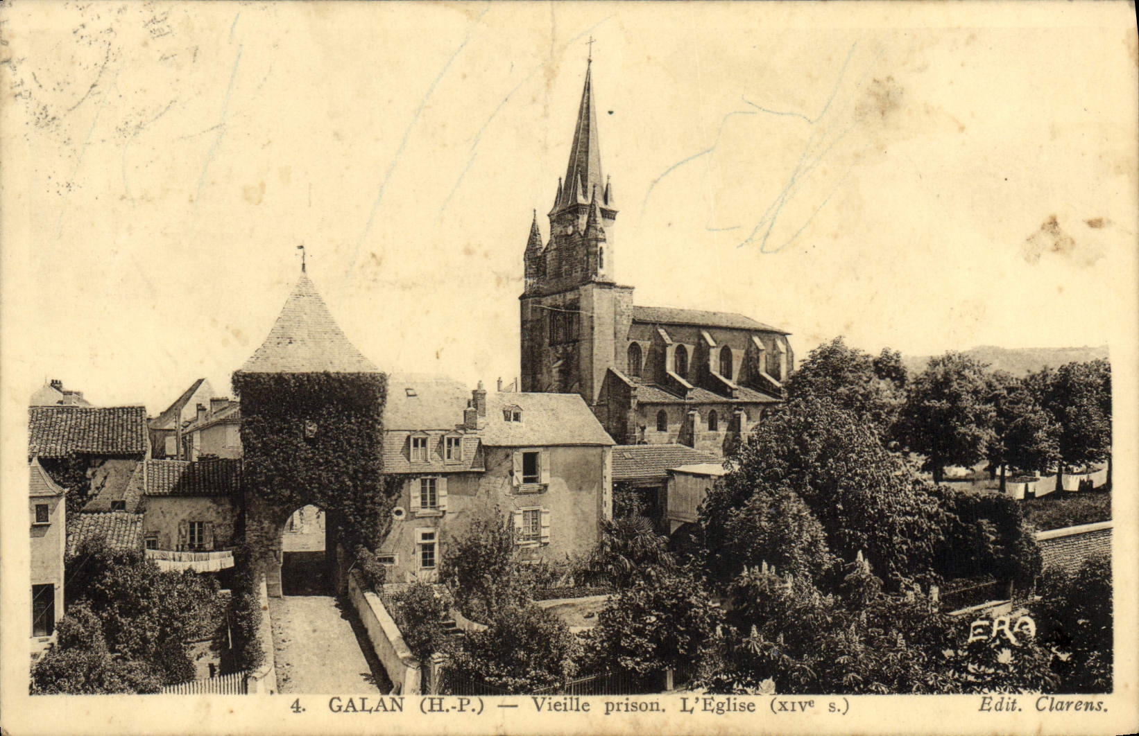 VINTAGE POSTCARD Galan Old woman Prison the Church