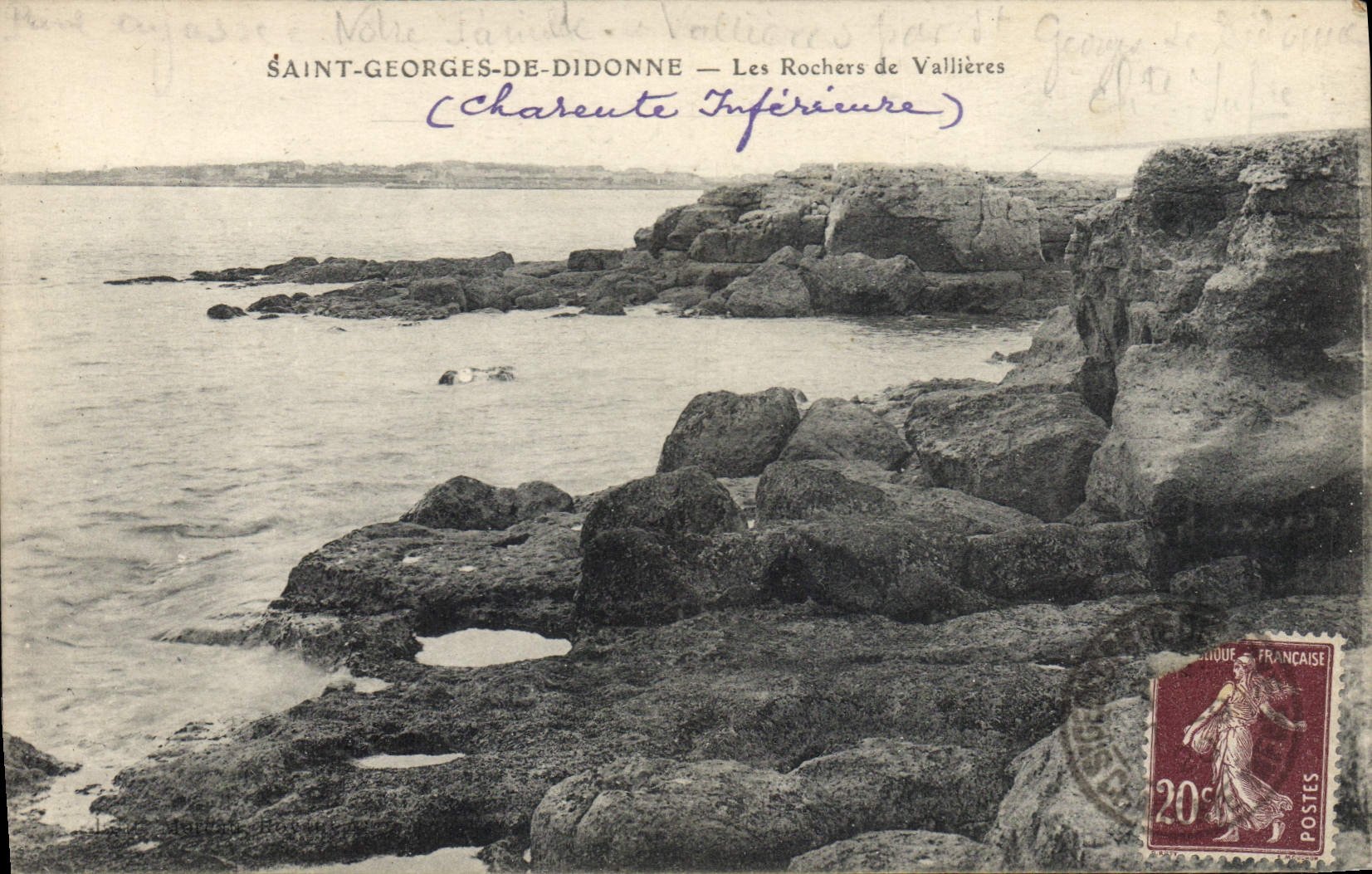 VINTAGE POSTCARD Beach of Saint Georges de Dionne Rocks of Vallieres