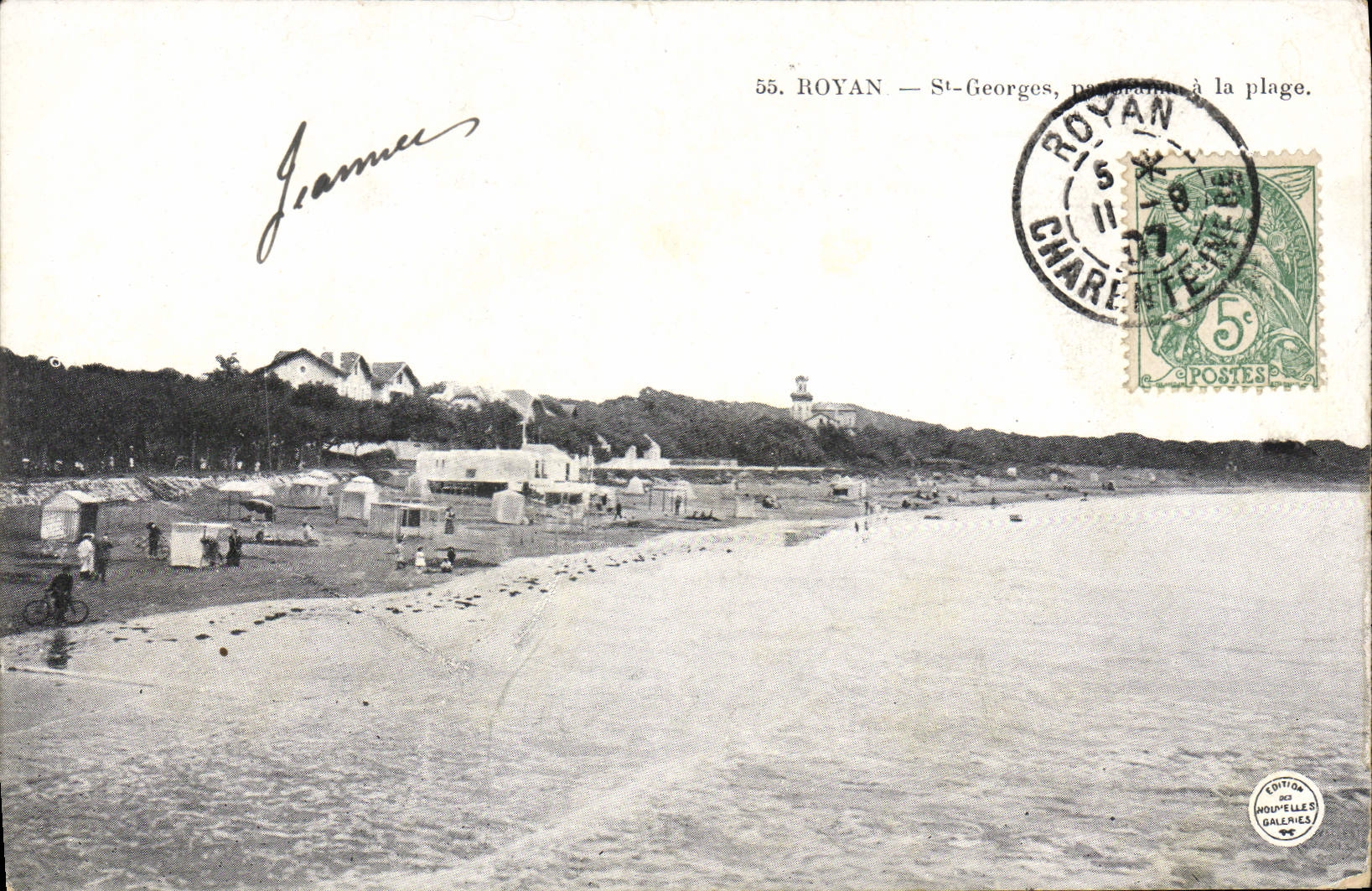 Panorama del St Jorte de Royan de la POSTAL de la VENDIMIA con la playa