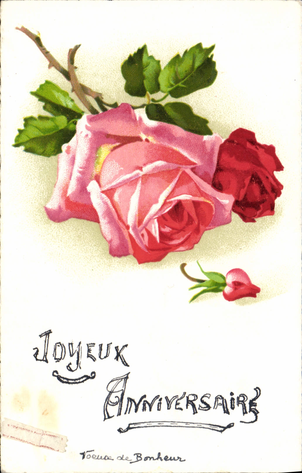 VINTAGE POSTCARD Joueux Birthday Flowers