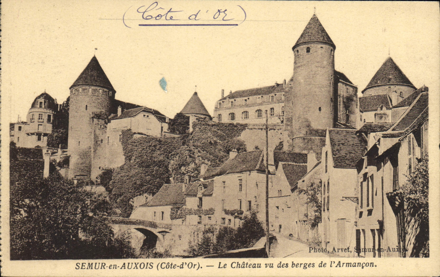 CPA Semur en Auxois Le Chateau Vu des Berges de l'Armancon
