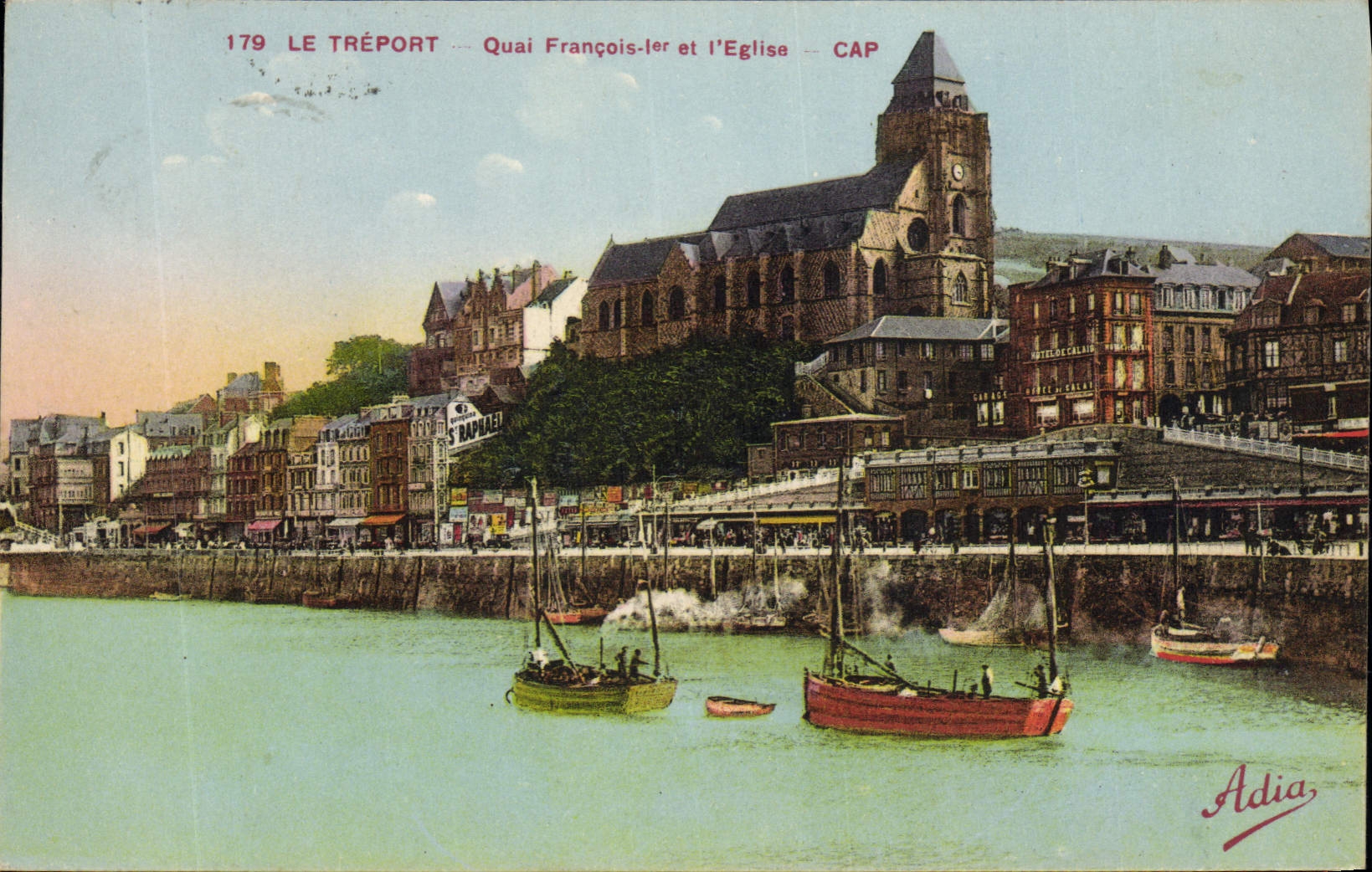 VINTAGE POSTCARD Treport François Quay 1st and the Church