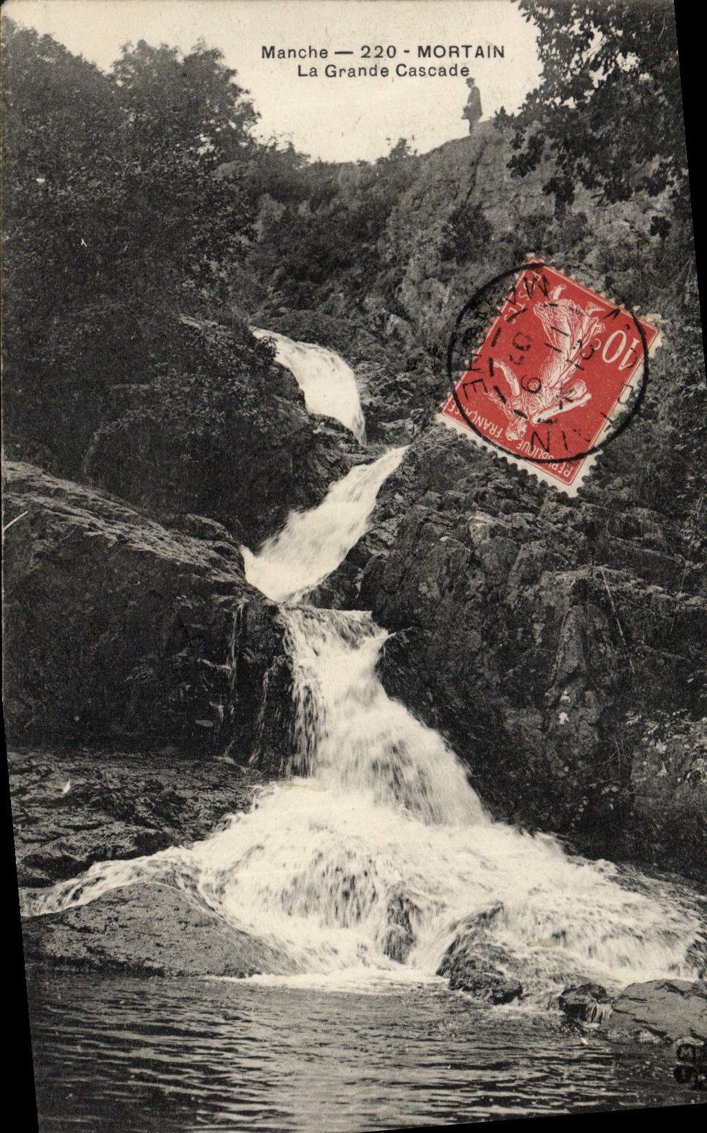 VINTAGE POSTCARD Mortain the Large Cascade