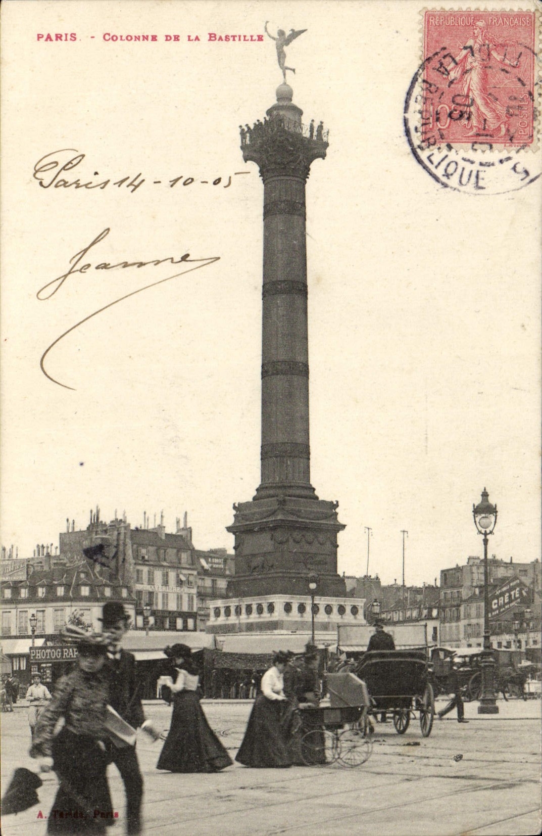 VINTAGE POSTCARD Paris Column Of the Bastille