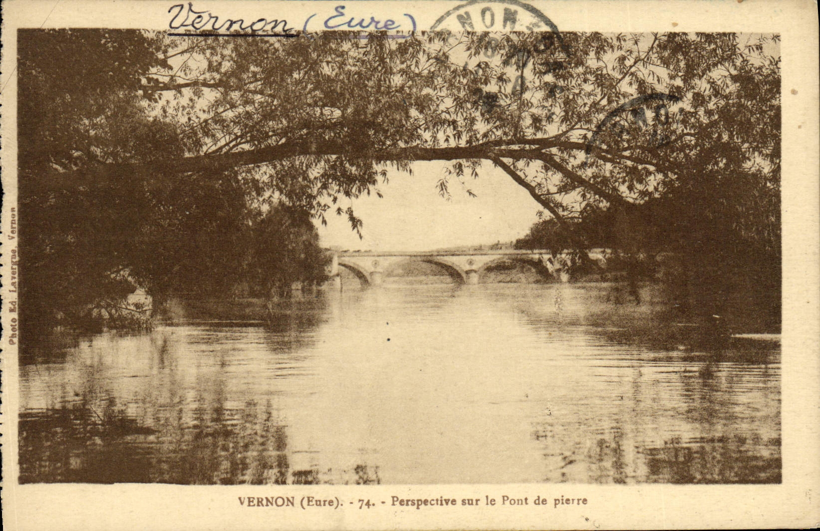 VINTAGE POSTCARD Vernon View On the Bridge of Pierre