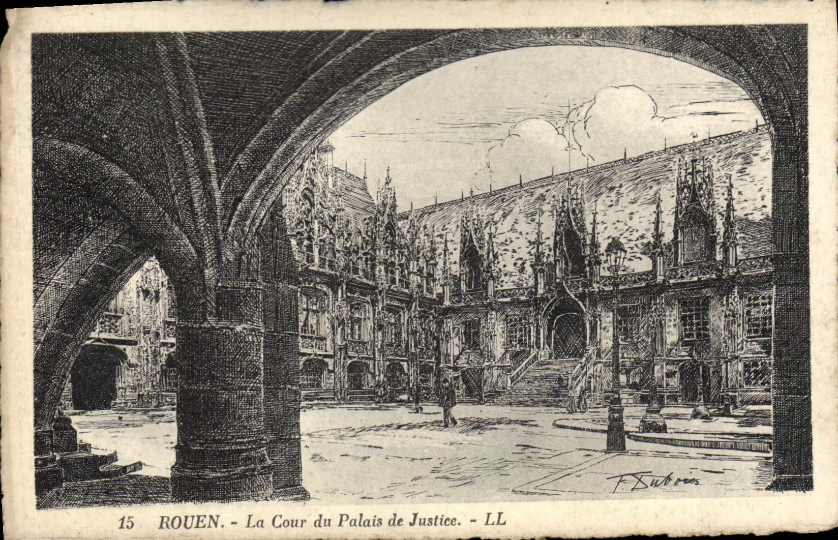 CPA Rouen La Cour du Palais de Justice