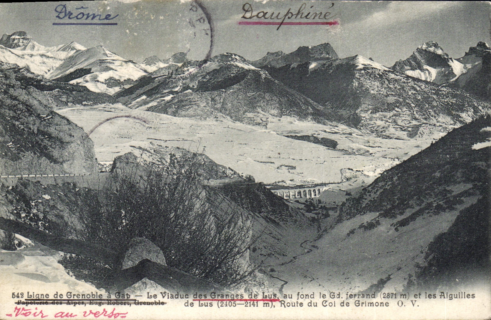 VINTAGE POSTCARD Ligne of Grenoble has Gap the Viaduct of the Barns of Read