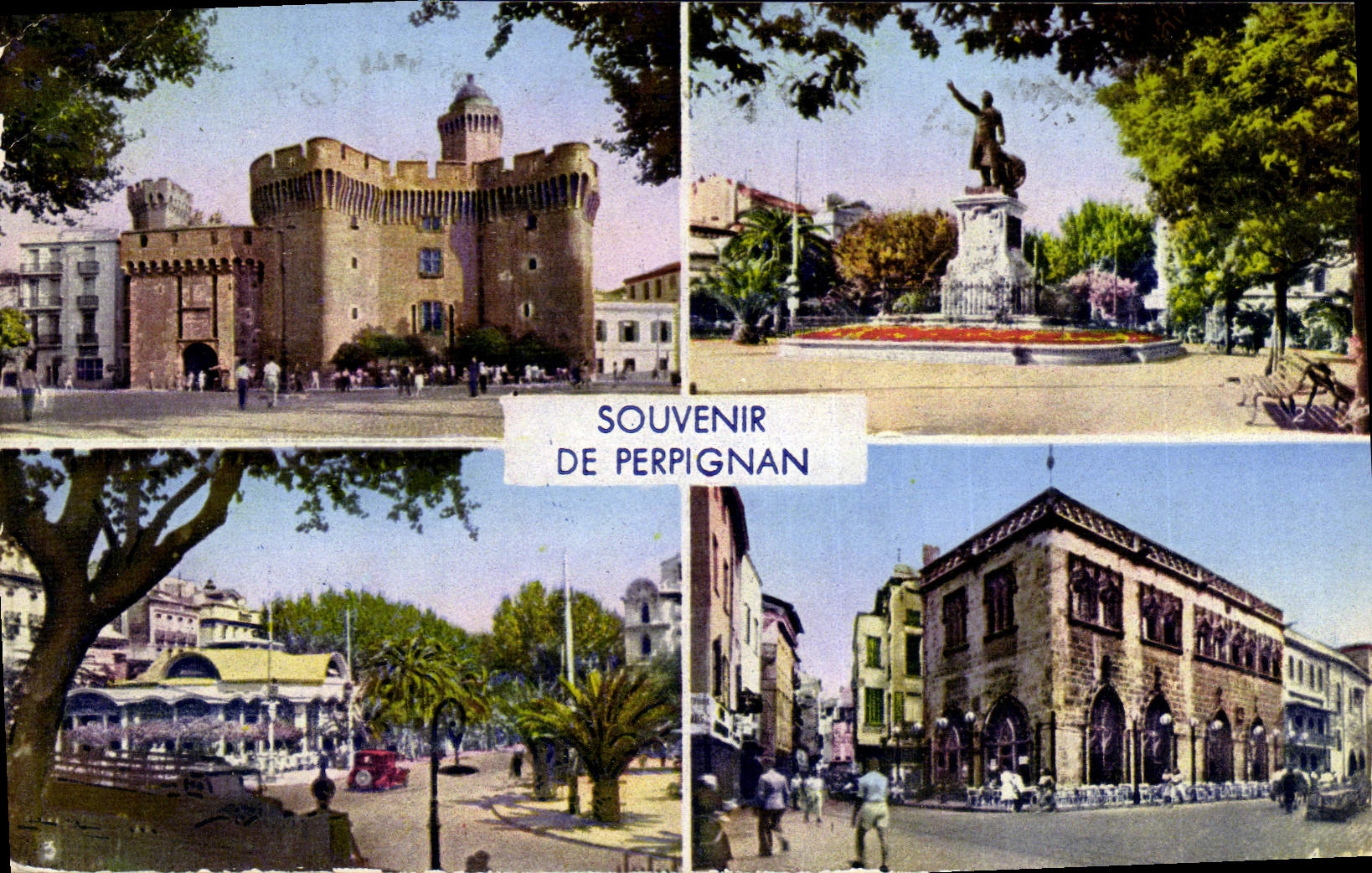 MODERN CARD Perpignan Castillet the Arago place the new palm house the cabin