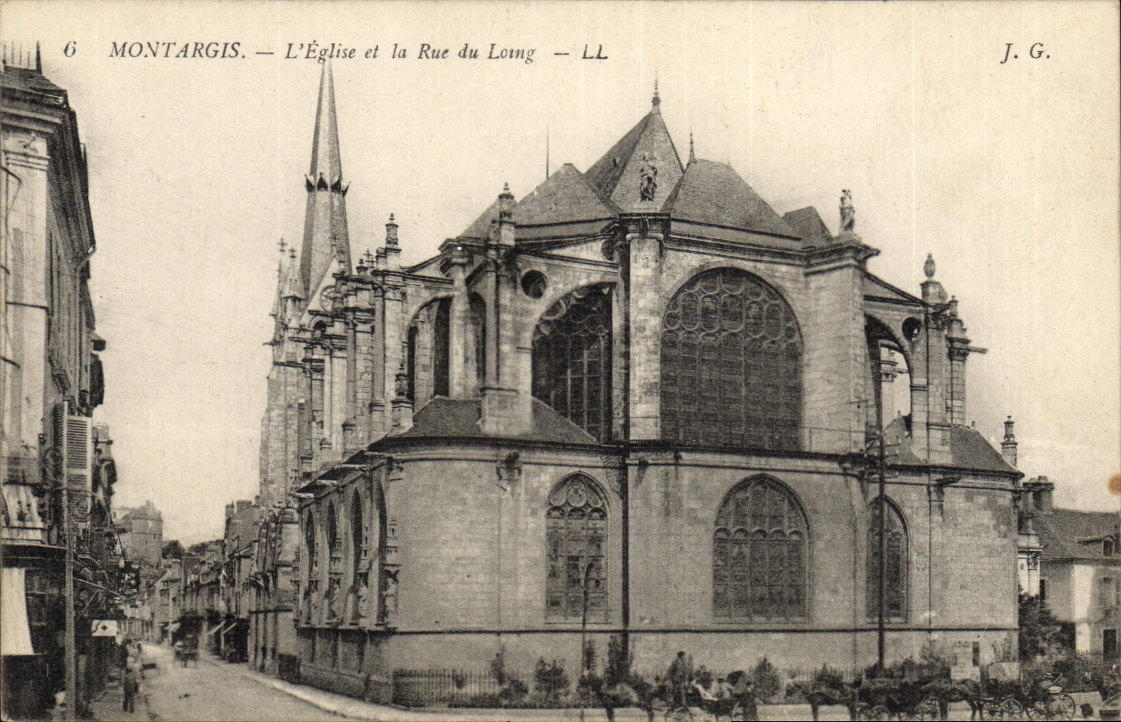 VINTAGE POSTCARD Montargis the Church and the Street of Lomg