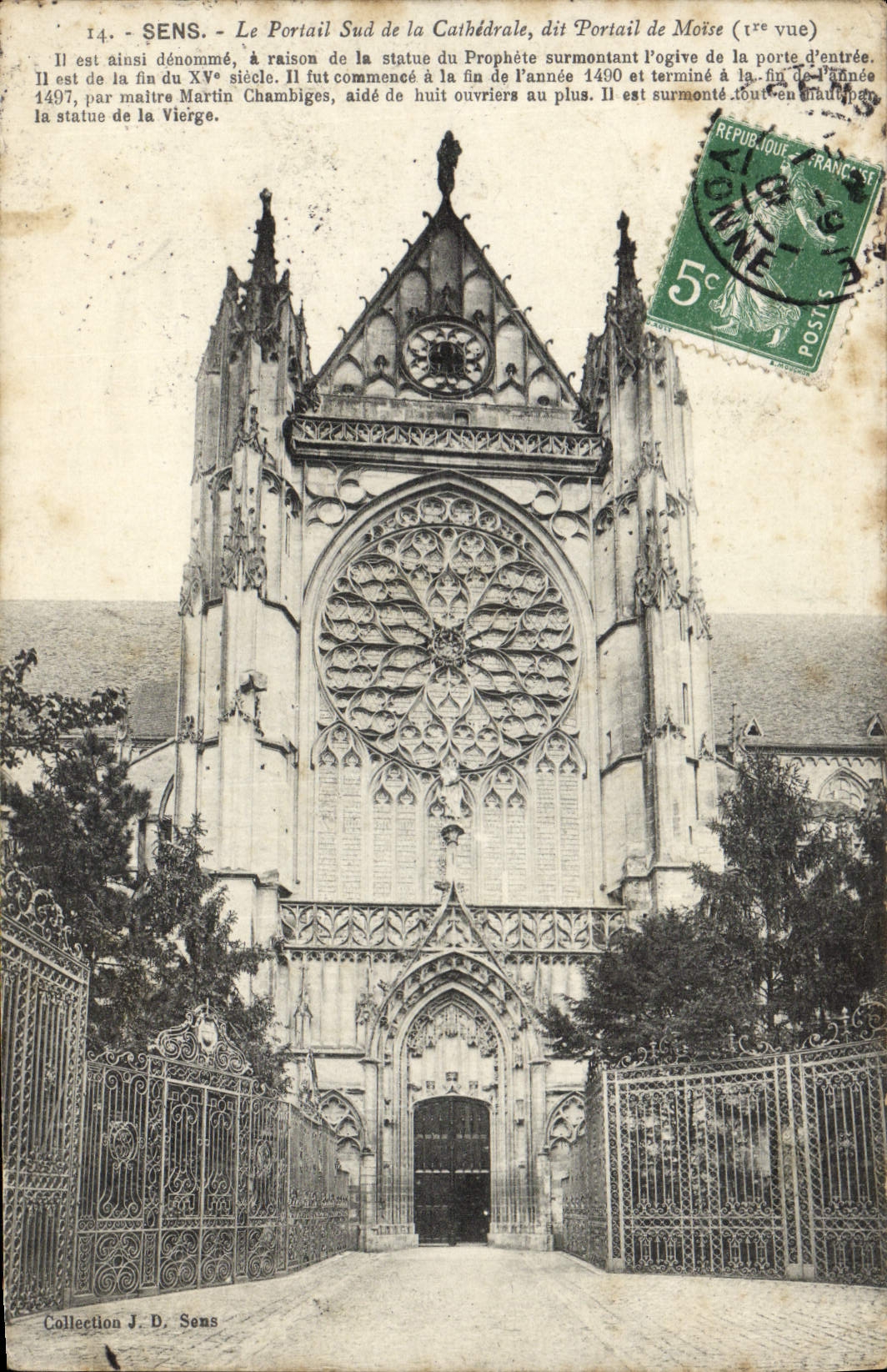 CPA Sens Le Portail Sud de la Cathedrale dit Portail de Moise 