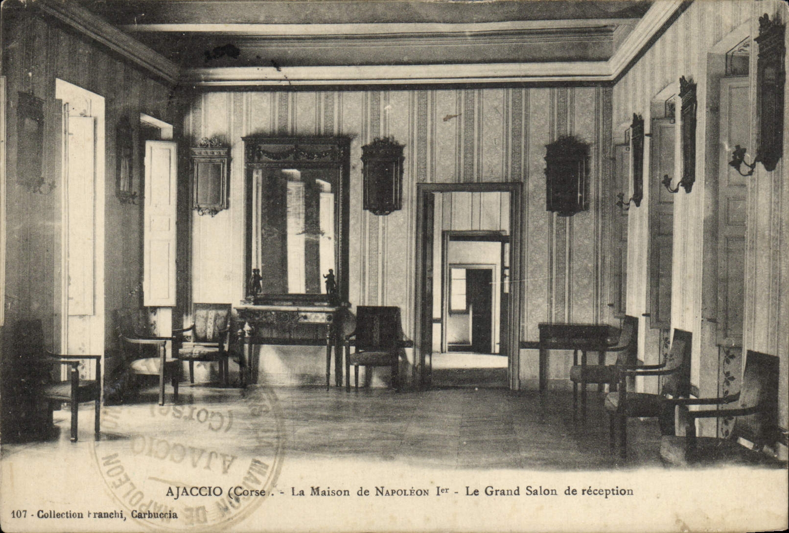 VINTAGE POSTCARD Ajaccio the House of Napoleon the 1st large reception room